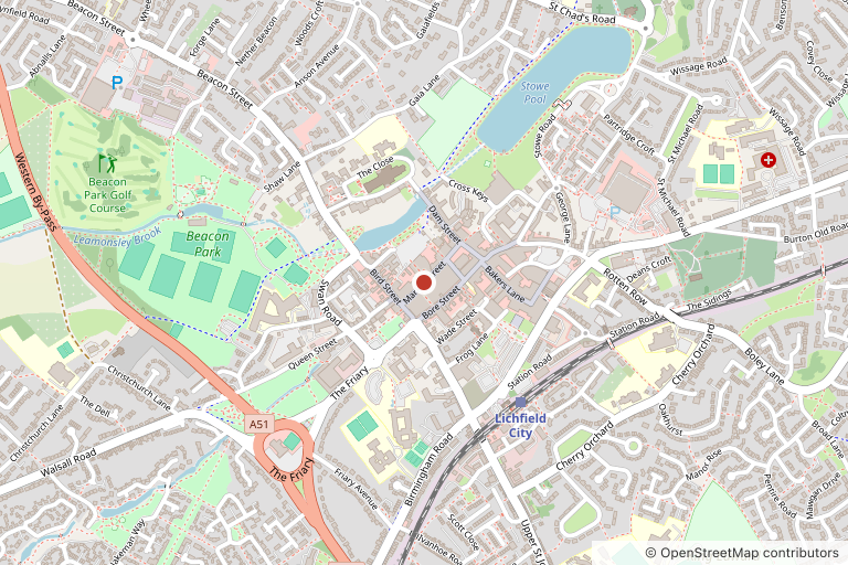Map showing where Bella Vita is, in Lichfield